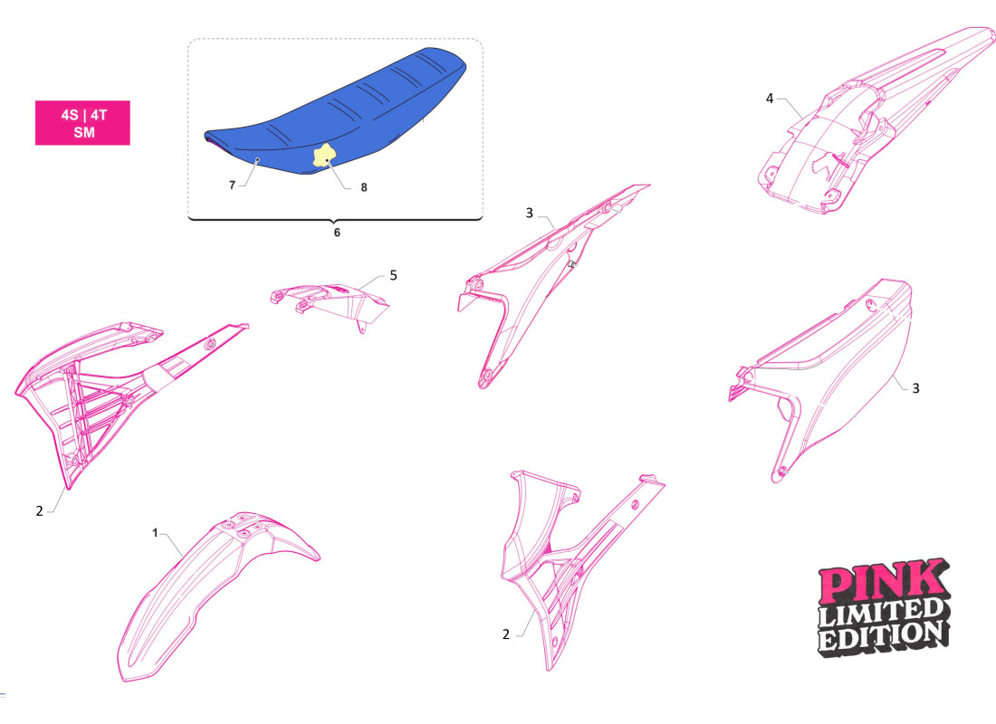 PLASTIQUES 4T SUPERMOTO PINK