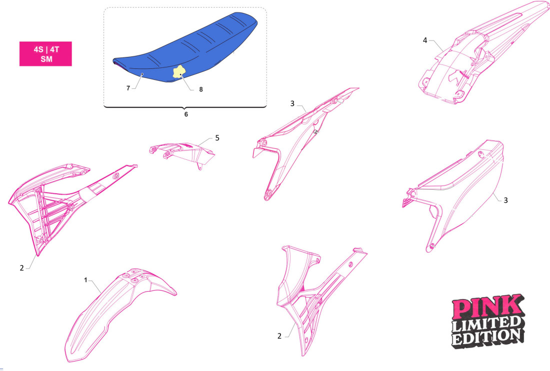 PLASTIQUES 4T SUPERMOTO PINK